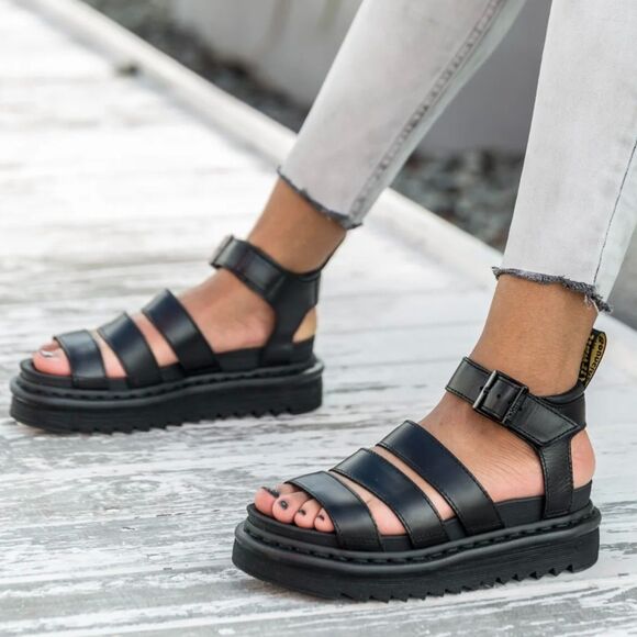 Dr. Martens Strappy Ankle Leather Platform Gladiator Sandals Size 7 - Picture 1 of 6